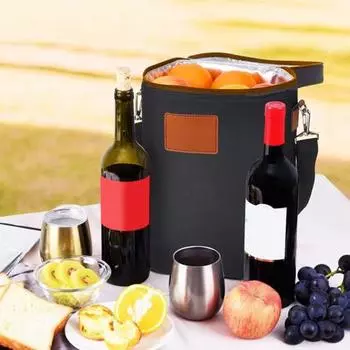 Изолированная сумка для вина Yousheng, переноска для вина на 2 бутылки, герметичная сумка-холодильник для вина, термосумка для вина с мягким разделителем для путешествий, пляжной вечеринки чёрный