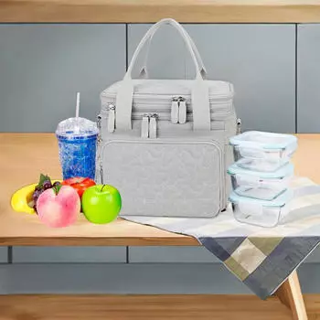 Изолированная сумка-холодильник для холодной еды, термобокс для ланча, сумка для пляжа бежевый