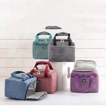 Изолированная сумка-холодильник для ланча, водонепроницаемая тепловая работа, школьный пикник Bento синий