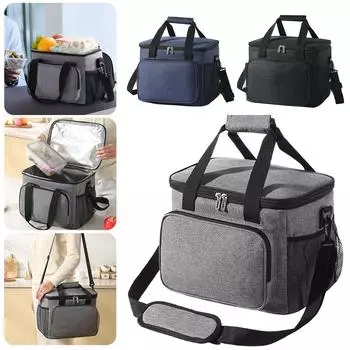 Изолированная термосумка 15/27 л, герметичная сумка для пикника, обеда, водонепроницаемая для транспортировки еды для кемпинга, барбекю, семейного отдыха на свежем воздухе Black 15L