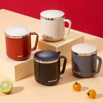 Изолированные чашки для воды с ручкой, термос с двойными стенками, портативная чашка для молока, кофе, офиса чёрный