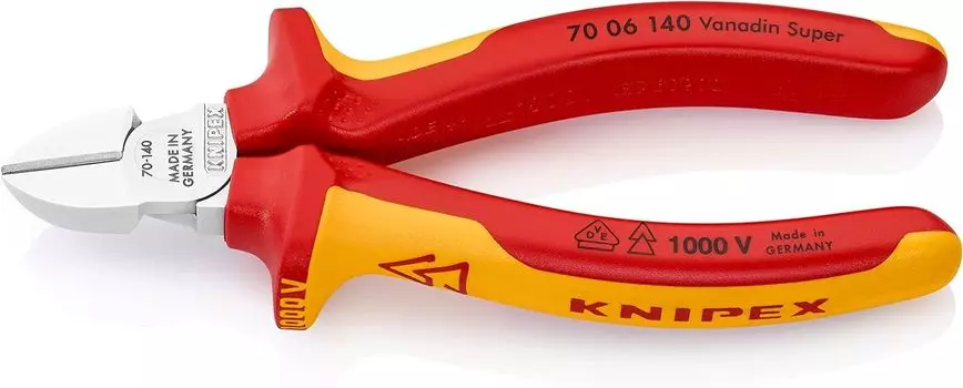 Изолированные диагональные кусачки KNIPEX 1000 В 7006-140 (SB)