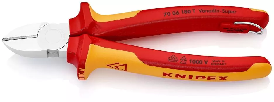 Изолированные диагональные кусачки KNIPEX для предотвращения падений 7006-180TBK (BK)