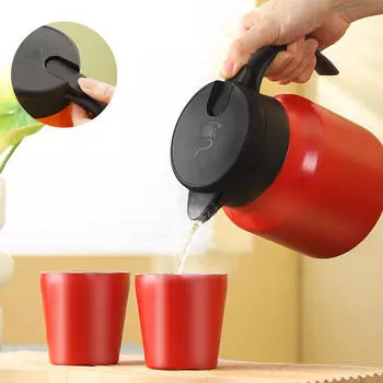 Изолированные графины для кофе из нержавеющей стали, бутылка для воды, чайник с ситечком-диспенсером красный