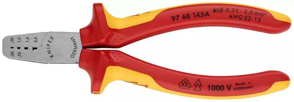Изолированные обжимные клещи KNIPEX для концевых гильз 1000V9768-145A