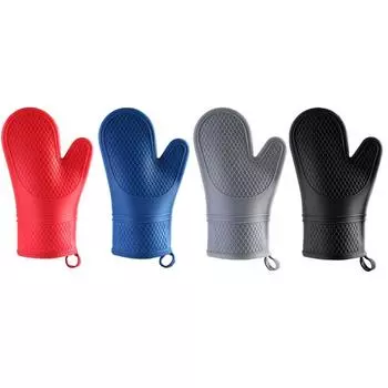 Изолированные перчатки 29*18 см, черные/серые/синие/красные, термостойкий силикон A