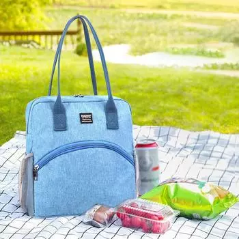 Изолированные сумки для ланча, герметичные ланч-боксы, пригодные для повторного использования, сумки-холодильники, контейнеры для ланча, сумки-тоуты для приготовления блюд, термоконтейнеры для ланча One Size синий
