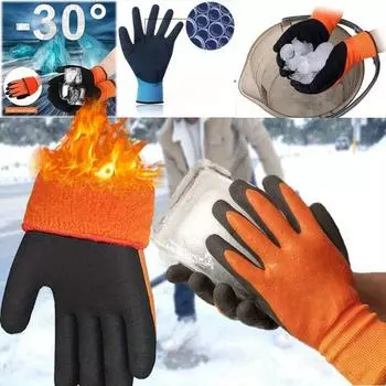 Изолированные зимние теплые водонепроницаемые рабочие перчатки с морозильной камерой и защитой от холода в саду 1 pair синий