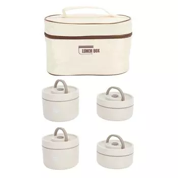 Изолированный контейнер для ланча из нержавеющей стали 304, многофункциональный, портативный, круглый, термоконтейнер для бенто с термосумкой