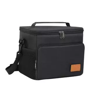 Изолированный ланч-бокс для мужчин и женщин – герметичная сумка-холодильник с 4 карманами, регулируемым ремешком, идеально подходит для работы, путешествий и пикников One Size чёрный
