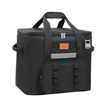 Изолированный ланч-бокс для мужчин и женщин – герметичная сумка-холодильник с 4 карманами, регулируемым ремешком, идеально подходит для работы, путешествий и пикников One Size чёрный