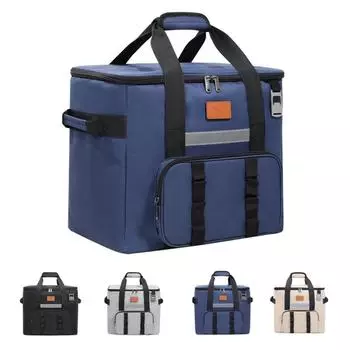 Изолированный ланч-бокс для мужчин и женщин – герметичная сумка-холодильник с 4 карманами, регулируемым ремешком, идеально подходит для работы, путешествий и пикников One Size чёрный