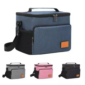 Изолированный ланч-бокс для мужчин и женщин – герметичная сумка-холодильник с 4 карманами, регулируемым ремешком, идеально подходит для работы, путешествий и пикников One Size чёрный