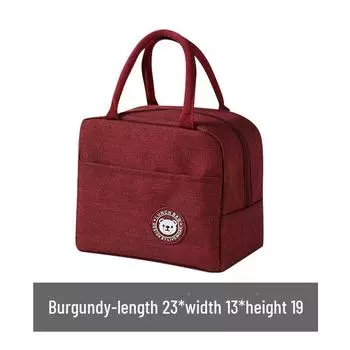 Изолированный ланч-бокс для студентов и офисных работников, водонепроницаемая и маслостойкая сумка большой вместимости с подкладкой из алюминиевой фольги. вино красного