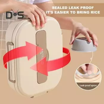 Изолированный ланч-бокс с отделениями, легко моющийся контейнер из нержавеющей стали для ланча, многоразовый ланч-бокс с посудой для взрослых и детей бежевый