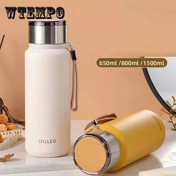 Изоляционная чашка, 12 часов, сохранение тепла, большая емкость, нержавеющая сталь 304, строительная площадка, портативная портативная чашка для чая на открытом воздухе 650ml чёрный