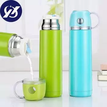 Изоляционная чашка 304, двухслойная двухслойная чашка из нержавеющей стали для мальчиков и девочек, студентов, портативная веревка, уличная изоляционная чашка для воды 500ml золотой