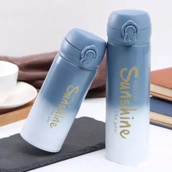 Изоляционная чашка с крышкой, сохраняющая тепло и холод, термос, термокружка, термос, дорожная бутылка для воды 350ML синий