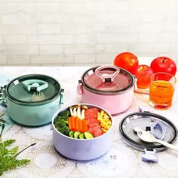 Изоляционная коробка, коробка для обеда, офисный работник, портативная двухслойная квадратная коробка из бамбукового волокна для хранения свежести Double layer зелёный