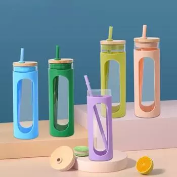 Изоляционная крышка для бутылки с водой на 600 мл. Изысканное качество изготовления, Нескользящая летняя полупрозрачная соломенная чашка для напитков.