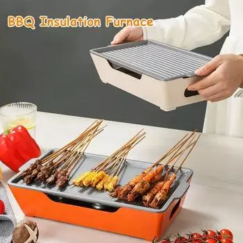 Изоляционная печь для барбекю, нагревательный шампур, противень для выпечки, свеча, спиртовая нагревательная пластина для жареной рыбы, шашлык из баранины, принадлежности для барбекю S оранжевый