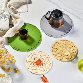 Изоляционная подкладка, термостойкая силиконовая подставка, многофункциональная настольная подставка для домашней кухни 16cm бежевый