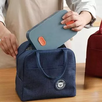 Изоляционная сумка Bento, переносная сумка для офисных работников, приносящая в школу сумки с рисом, водонепроницаемая изоляционная сумка для ланча чёрный