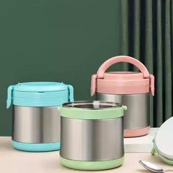 Изоляционное ведро из нержавеющей стали 304, ланч-бокс, чашка для завтрака, герметичная чашка для супа, чашка для каши, портативная крышка, офисный работник, студент розовый