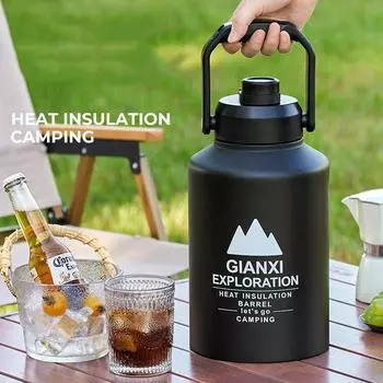 Изоляционное ведро из нержавеющей стали, большая емкость, переносное ведро для льда, походный большой горлышко для бутылки, изоляционный горшок для льда