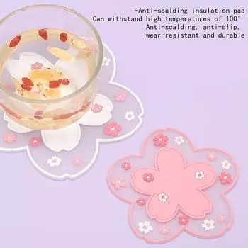 Изоляционный коврик для подставки с вишневым цветом, нескользящий коврик, бытовой коврик для чайной чашки, противоожоговые коврики для обеденного стола, подставки для чашек для напитков S белый