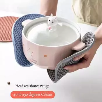 Изоляционный коврик, силиконовый противоожоговый коврик для стола, скандинавский термостойкий коврик для кастрюли, коврик для запекания, миска, бытовая устойчивость к высоким температурам 1pc розовый