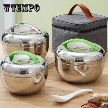 Изоляционный ланч-бокс из нержавеющей стали, двухслойное изоляционное ведро, креативный портативный ланч-бокс, мини-ланч-бокс, изоляционные сумки 800ml серебряный