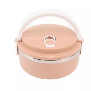 Изоляционный ланч-бокс из нержавеющей стали силикон круглые дышащие отверстия эргономичная ручка коробка для бенто L розовый