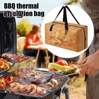 Изоляционный мешок для мяса, большая вместимость, застежка-молния, многослойная изоляция, легко моющийся, алюминиевая фольга, сумка для хранения A