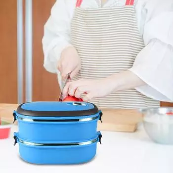Изоляция из нержавеющей стали, ланч-бокс, термоконтейнер для бенто, портативный, легкоочищаемый, еда S синий