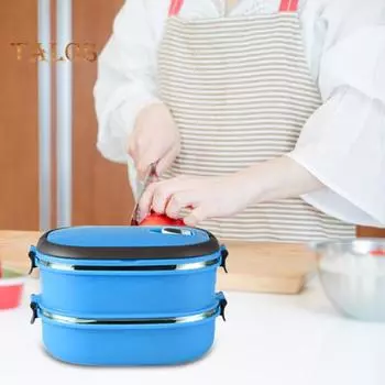 Изоляция из нержавеющей стали, термоконтейнер для ланча, портативный, легкоочищаемый контейнер для еды для пикника на открытом воздухе S синий