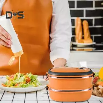 Изоляция из нержавеющей стали, термоконтейнер для ланча, портативный, легкоочищаемый контейнер для еды для пикника на открытом воздухе S оранжевый