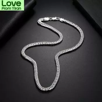 Изящная 6-миллиметровая геометрическая цепочка из стерлингового серебра 925 пробы, ожерелье для мужчин и женщин, классические роскошные модные украшения для вечеринок, праздничные подарки 50 cm 20 inches