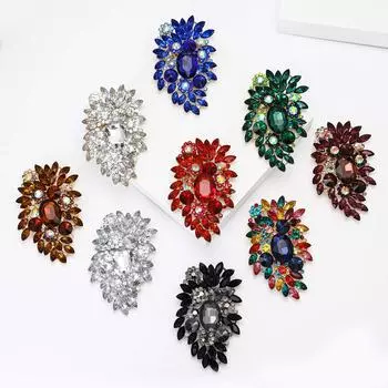 Изящная большая стеклянная брошь из сплава в стиле ретро, женская шаль, кардиган, корсаж, ювелирное украшение, булавка