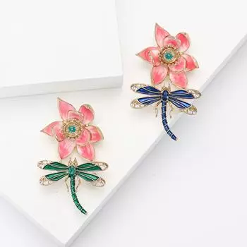 Изящная брошь-стрекоза из эмали и сплава Лотос, элегантная универсальная женская шаль, украшение на платье, корсаж