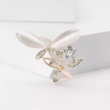 Изящная брошь в виде стрекозы из сплава со стразами и опалом, простая модная женская одежда, корсаж, ювелирные изделия, булавка