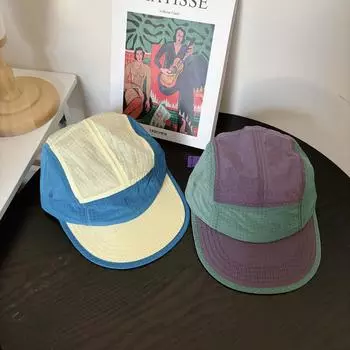 Изящная клетчатая контрастная шапка для отдыха на открытом воздухе, быстросохнущая, подходящая по цвету, женская весенне-летняя новая дышащая сетчатая шапка с солнцезащитным козырьком, бейсболка с защитой от солнца M56-58cm чёрный