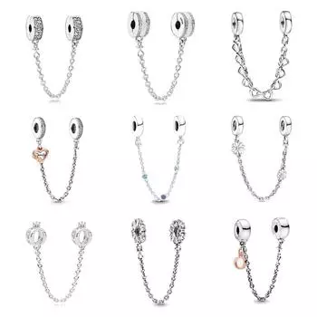 Изящная модная цепочка с зажимом для безопасности Daisy Family, аксессуары для ювелирных изделий своими руками, подходящая для европейского браслета, ожерелья из серебра 925 пробы