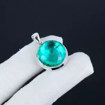 Изящная подвеска Aqua Appetite Gemstone Silver из стерлингового серебра 925 пробы — овальный дизайн ручной работы, повседневная одежда, подарок на день рождения 1.95 зелёный
