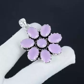 Изящная подвеска-цветок из серебра 925 пробы с драгоценными камнями Aqua Appetite — дизайн в виде груши ручной работы, повседневная бижутерия, подарок на день рождения 2.36 розовый