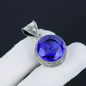 Изящная подвеска из драгоценного камня London Blue Topaz Silver из стерлингового серебра 925 пробы — овальный дизайн ручной работы, повседневное ювелирное украшение в подарок любимому человеку 1.77 синий