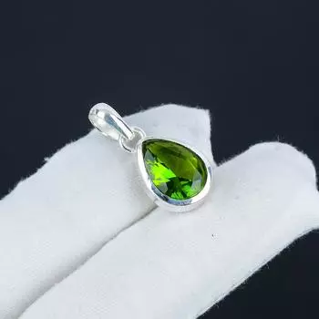 Изящная подвеска из серебра с драгоценным камнем перидот из стерлингового серебра 925 пробы — дизайн груши ручной работы, повседневная одежда, минималистское украшение, подарок на День отца 1 зелёный