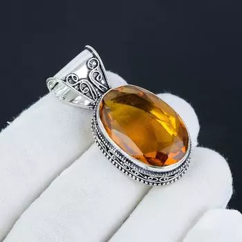 Изящная подвеска из серебра с драгоценным медовым топазом из стерлингового серебра 925 пробы — дизайн груши ручной работы, повседневная бижутерия, праздничный подарок 1.77 жёлтый