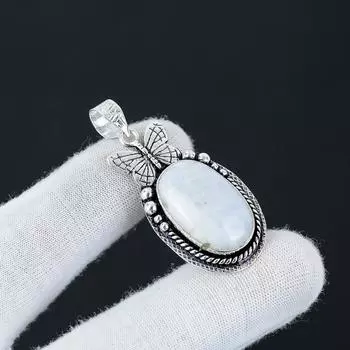 Изящная подвеска из серебра с радужным лунным камнем из стерлингового серебра 925 пробы — дизайн в виде бабочки ручной работы, повседневные украшения, уникальный подарок-подвеска 2.16 белый
