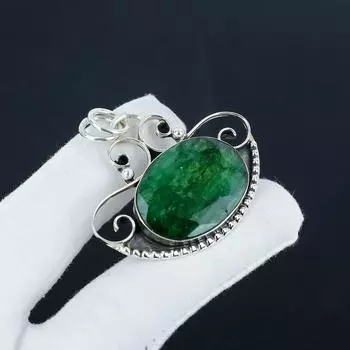 Изящная подвеска изумрудного камня из серебра 925 пробы - дизайн ручной работы, повседневная бижутерия, подарок на Пасху 1.97 зелёный
